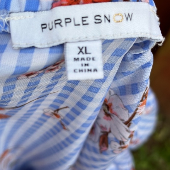 Purple Snow Gingham Floral Mini Dress Size XL - Picture 9 of 11